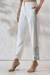Shop_RANNA GILL_White Crepe Embroidery Floral Flower Vine Thread Work Pant _at_Aza_Fashions