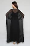 Shop_Bha Sha_Black Georgette Sequins, Cut Work, Embroidery Elsa Long Kaftan With Inner _at_Aza_Fashions