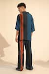 Shop_Nikita Mhaisalkar_Blue Double Georgette Print Stripe Pattern Shirt With Pant _at_Aza_Fashions