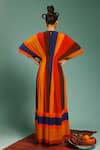 Shop_LABEL SHRISTI CHETANI_Multi Color Natural Crepe Hand Embroidered Stripes Round Box-pleated Gown _at_Aza_Fashions