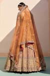 Shop_Angad Singh_Yellow Organza Embroidery Zardozi Leaf Neck Thread Bridal Lehenga Set_at_Aza_Fashions