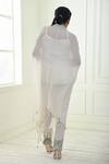 Shop_Sonia Baderia_White Chiffon, Cotton , Lycra, Tassels, Placket Kaftan Pant Set_at_Aza_Fashions