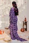 Shop_Redpine Designs_Purple Viscose Georgette Printed Floral One Pre-draped Saree With Blouse _at_Aza_Fashions