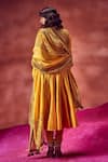 Shop_Punit Balana_Yellow Chanderi Silk Resham, Mirror And Beads Embroidered Jacket & Anarkali Set _at_Aza_Fashions