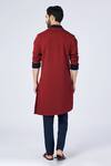 Shop_S&N by Shantnu Nikhil_Red Crepe Jersey Embroidered Draped Kurta _at_Aza_Fashions