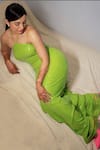 Shop_Vana Ethnics_Green Viscose Embroidery Sequin Halter Neck Gown _at_Aza_Fashions