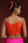 Shop_Weaver Story_Orange Pure Silk Hand Embroidered Zardozi Round Neckline Blouse _at_Aza_Fashions