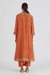 Shop_Lajjoo C_Orange Chanderi Viti Zardosi Embroidered Kurta And Pant Set_at_Aza_Fashions