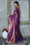 Shop_Nazaakat by Samara Singh_Magenta Silk Blend Woven Leaf Motifs Saree_at_Aza_Fashions