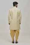 Shop_Khwaab by Sanjana Lakhani_Gold Sherwani Silk Embroidery Thread Geometric Set_at_Aza_Fashions