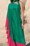 Shop_Twinkle Hanspal_Green Silk Cleo Frill Hem Dress_at_Aza_Fashions