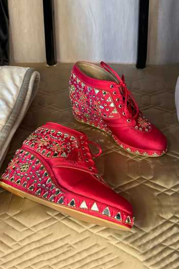 Shop_Tiesta_Pink Embroidery Mirror Sneaker Wedges _at_Aza_Fashions