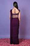 Shop_Pritika Vora_Purple Saree  Georgette Embroidered Beads Square Neck Pre-draped Set_at_Aza_Fashions