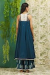 Shop_Alaya Advani_Blue Cotton Embroidery Thread And Shells Round Peacock Anarkali & Palazzo Set _at_Aza_Fashions