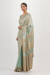 Nakul Sen_Blue Chiffon Sequin Embroidered Saree With Blouse _Online_at_Aza_Fashions