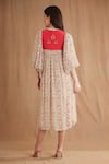 Shop_Nikasha_Red Viscose, Cotton Beads, Sequins Keyhole Yoke Embroidered Kurta And Pant Set _at_Aza_Fashions