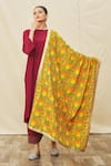 Shop_Samyukta Singhania_Multi Color Cotton Silk Embroidered Phulkari Geometric Work Dupatta _at_Aza_Fashions