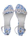 Shop_PREET KAUR_Blue Printed Floral Sandals _at_Aza_Fashions