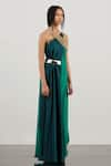 Shop_AKHL_Green (66% Viscose 34% Modal)+ Silk (100% Polyester)+ Gown _at_Aza_Fashions