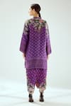 Shop_Rajdeep Ranawat_Purple Satin Printed Floral Mandarin Collar Reza Tunic  _at_Aza_Fashions