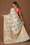 Shop_Samyukta Singhania_White Silk Woven Rose Bloom Saree _at_Aza_Fashions