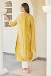 Shop_Vaayu_Yellow Cotton, Muslin Embroidery, Sequins, Cut Work, Tassels Thread Kurta Set _at_Aza_Fashions