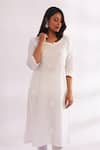 Buy_TIC_White Cotton Cambric Embroidery Round Chikankari Kurta _at_Aza_Fashions