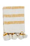 Shop_House This_Yellow Bunai Woven Texture Tassel Throw_at_Aza_Fashions