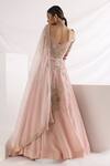 Shop_Smriti by Anju Agarwal_Pink Tissue Silk Embroidery Floral V Neck Starlight Lehenga Set _at_Aza_Fashions