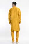 Shop_Samant Chauhan_Yellow Suede Embroidery Stripe Kurta Set_at_Aza_Fashions