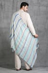 Shop_DUSALA_Blue Woven Cashmere Fine Wool Zig Zag Stole _at_Aza_Fashions