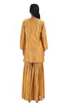 Shop_Akaaro_Yellow Silk Woven Stripe Round Full Sleeve Kurta Sharara Set _at_Aza_Fashions