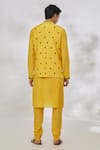Shop_Manish Nagdeo_Yellow Modal Embroidery Geometric Bundi And Kurta Set _at_Aza_Fashions
