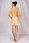 Shop_Seesa_Yellow Organza Silk Plain Applique Shirt Collar Sheer Side _at_Aza_Fashions