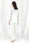 Shop_Khat_White Cotton Collared Circle Print Shirt And Pant Set _at_Aza_Fashions