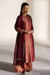Buy_Mimamsaa_Red Eirini Brocade Silk Kurta Gharara Set_at_Aza_Fashions