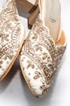 Shop_Foot Fuel_Gold Embroidered Flawless Mule Block Heels _at_Aza_Fashions