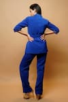 Shop_Ahi Clothing_Blue Imported Luxury Crepe Sleeve Embroidered Coat And Pant Set_at_Aza_Fashions