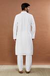 Shop_Aham-Vayam_White Cotton Blend Embroidered Leaf Ahimsa Kurta Set _at_Aza_Fashions