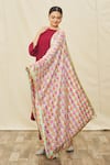 Shop_Samyukta Singhania_Multi Color Chanderi Embroidered Phulkari Geometric Floral Work Dupatta _at_Aza_Fashions