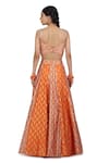 Shop_Seema Nanda_Orange Chanderi Silk Print And Embroidery Phulkari Noor Lehenga Set  _at_Aza_Fashions