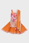 Buy_FAYON KIDS_Orange Floral Pattern Kurta Lehenga Set For Girls_Online_at_Aza_Fashions