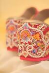 Shop_Around Always_Red Embroidery Avni Bridal Wedges _at_Aza_Fashions