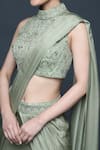 Sanjev Marwaaha_Green Vish Silk Embellished Beads Sharara Pant Saree With Embroidered Blouse _Online_at_Aza_Fashions