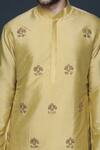 Buy_Sanjev Marwaaha_Yellow Cotton, Silk Embroidery Hand Motif Kurta And Pant Set_Online_at_Aza_Fashions
