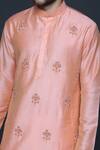 Buy_Sanjev Marwaaha_Peach Cotton Silk Hand Embroidery Motif Kurta And Pant Set _Online_at_Aza_Fashions