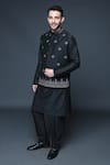 Sanjev Marwaaha_Black Cotton Silk Embellished And Embroidered Sequin Geometric Bundi Kurta Set _Online_at_Aza_Fashions