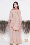 Buy_Little Bansi_Pink Embroidered Frock Kurta Sharara Set For Girls_Online_at_Aza_Fashions