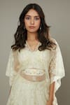 I Am Design_Ivory Raw , Organza French Vanilla Embroidered Palazzo Set With Kaftan _Online_at_Aza_Fashions