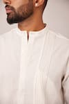 Pallavi Kandoi_White 50% Cotton Plain Side Pleated Casual Shirt For Men_Online_at_Aza_Fashions
